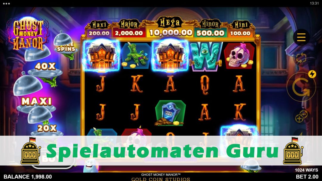 Screenshot der Demo-Version des Spiels Ghost Money Manor Demo des Spielautomaten Ghost Money Manor