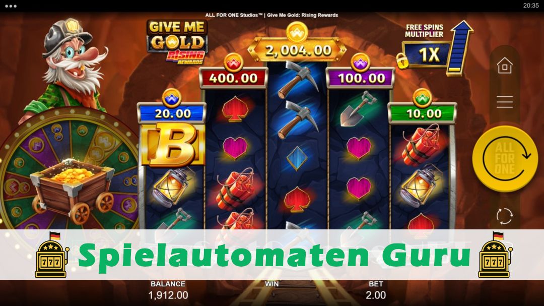Screenshot der Demo-Version des Spiels Give Me Gold Rising Rewards Demo des Spielautomaten Give Me Gold Rising Rewards