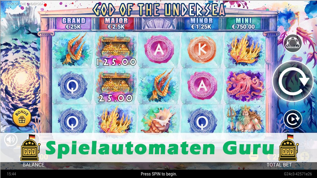 Screenshot der Demo-Version des Spiels God of the Undersea Demo des Spielautomaten God of the Undersea
