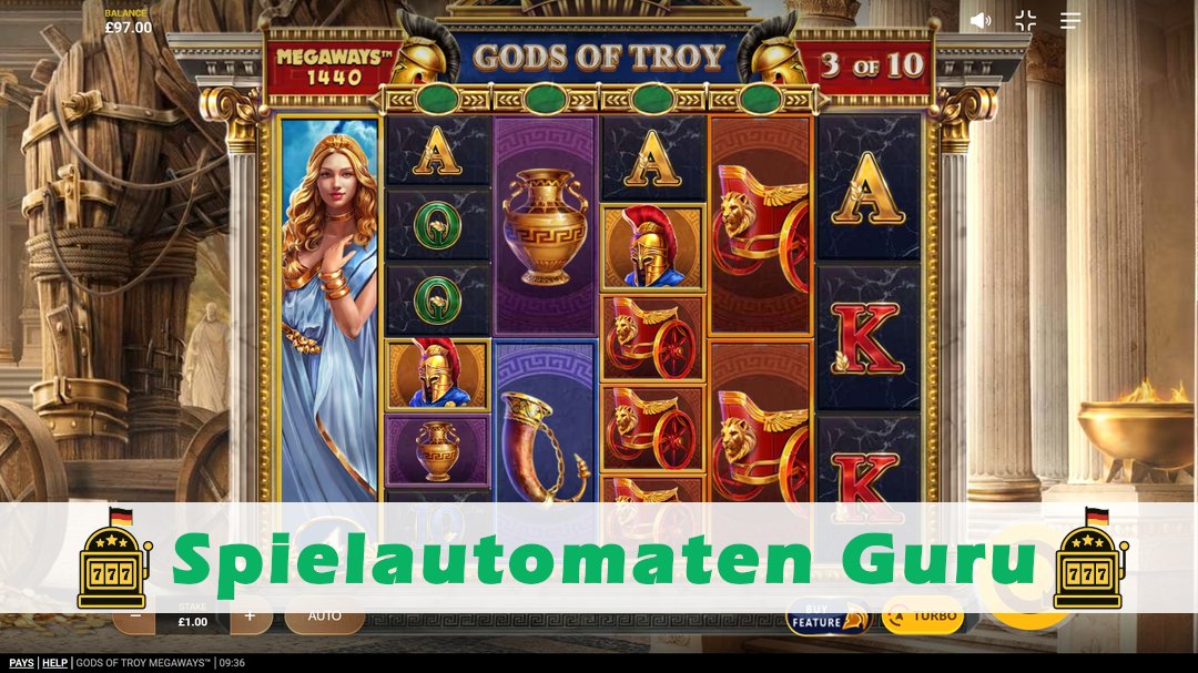 Screenshot der Demo-Version des Spiels Gods of Troy Megaways Demo des Spielautomaten Gods of Troy Megaways