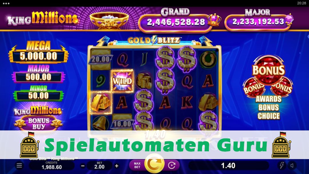 Screenshot der Demo-Version des Spiels Gold Blitz King Millions Demo des Spielautomaten Gold Blitz King Millions