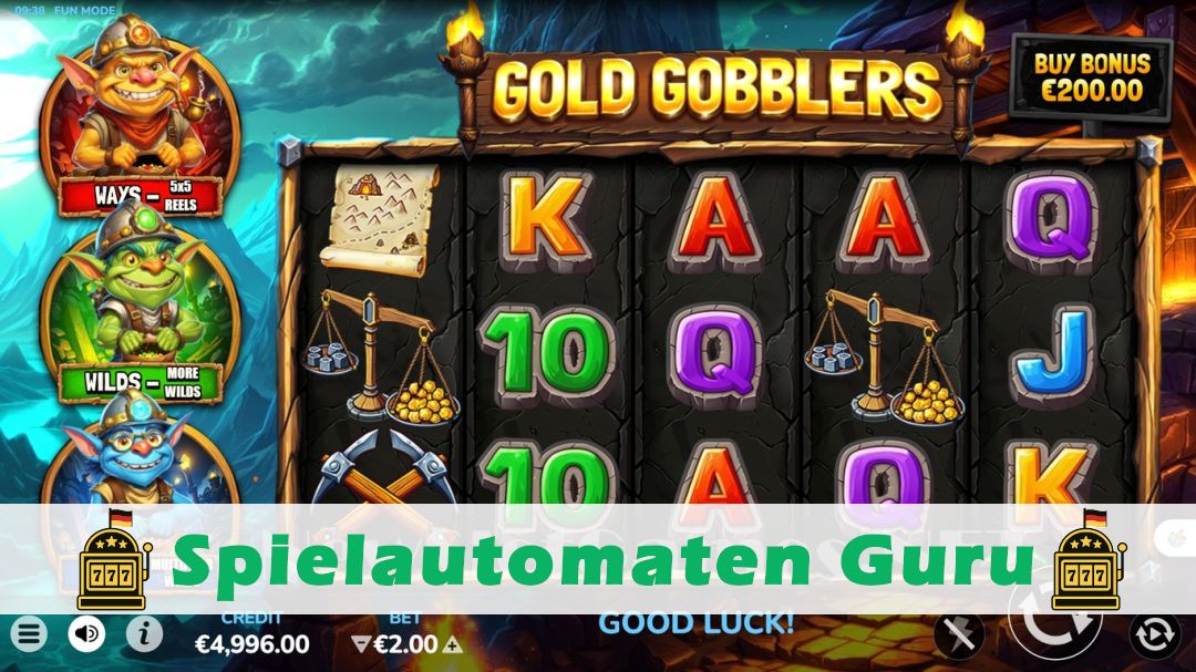 Screenshot der Demo-Version des Spiels Gold Gobblers Demo des Spielautomaten Gold Gobblers