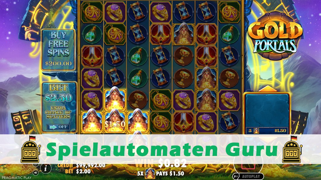 Screenshot der Demo-Version des Spiels Gold Portals Demo des Spielautomaten Gold Portals
