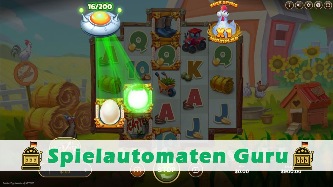 Screenshot der Demo-Version des Spiels Golden Egg Invaders Demo des Spielautomaten Golden Egg Invaders