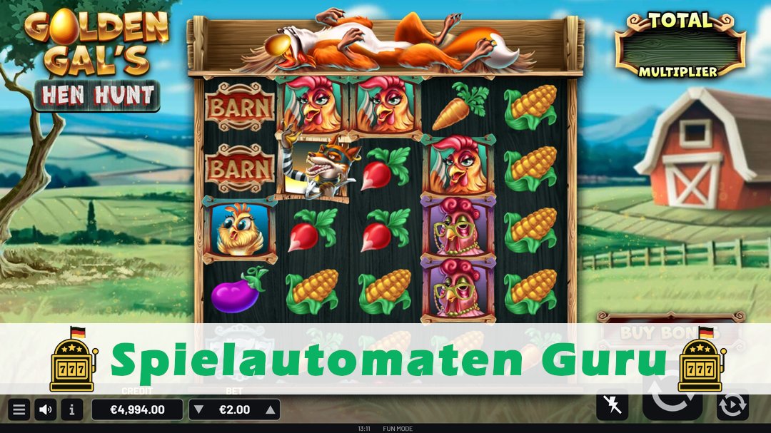 Screenshot der Demo-Version des Spiels Golden Gals Hen Hunt Demo des Spielautomaten Golden Gals Hen Hunt