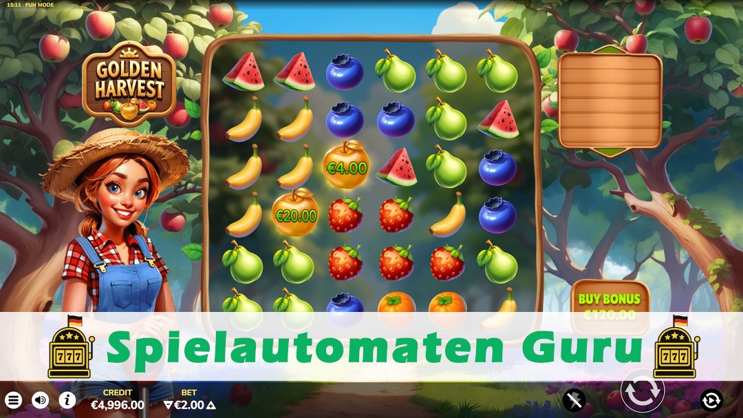 Screenshot der Demo-Version des Spiels Golden Harvest Demo des Spielautomaten Golden Harvest
