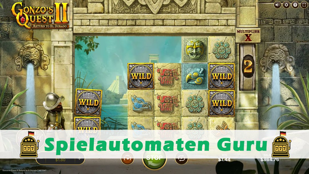 Screenshot der Demo-Version des Spiels Gonzos Quest 2 Return to El Dorado Demo des Spielautomaten Gonzos Quest 2 Return to El Dorado
