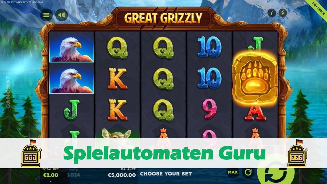 Screenshot der Demo-Version des Spiels Great Grizzly Demo des Spielautomaten Great Grizzly