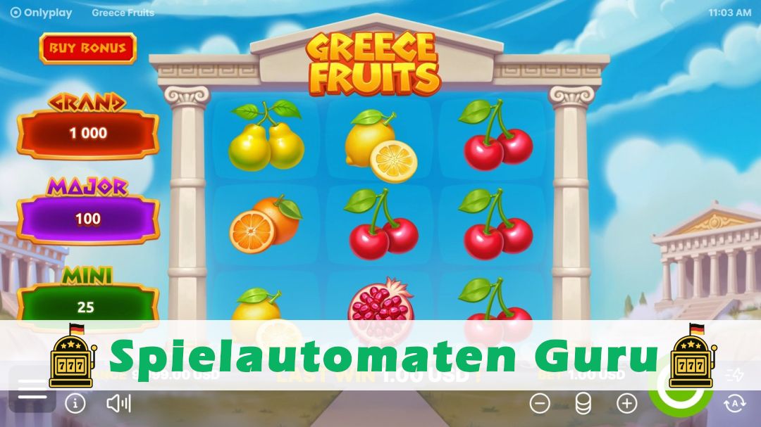 Screenshot der Demo-Version des Spiels Greece Fruits Demo des Spielautomaten Greece Fruits