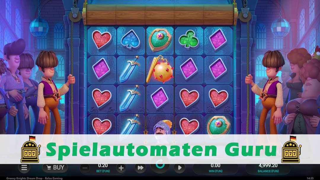 Screenshot der Demo-Version des Spiels Groovy Knights Dream Drop Demo des Spielautomaten Groovy Knights Dream Drop