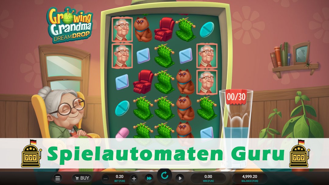Screenshot der Demo-Version des Spiels Growing Grandma Dream Drop Demo des Spielautomaten Growing Grandma Dream Drop
