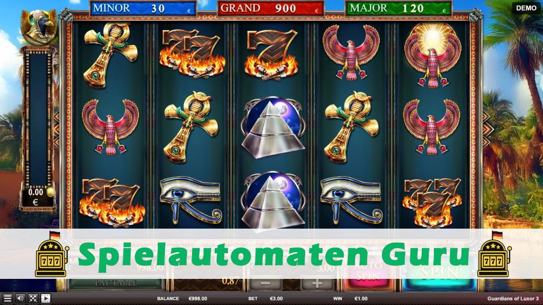 Screenshot der Demo-Version des Spiels Guardians of Luxor 3 Demo des Spielautomaten Guardians of Luxor 3