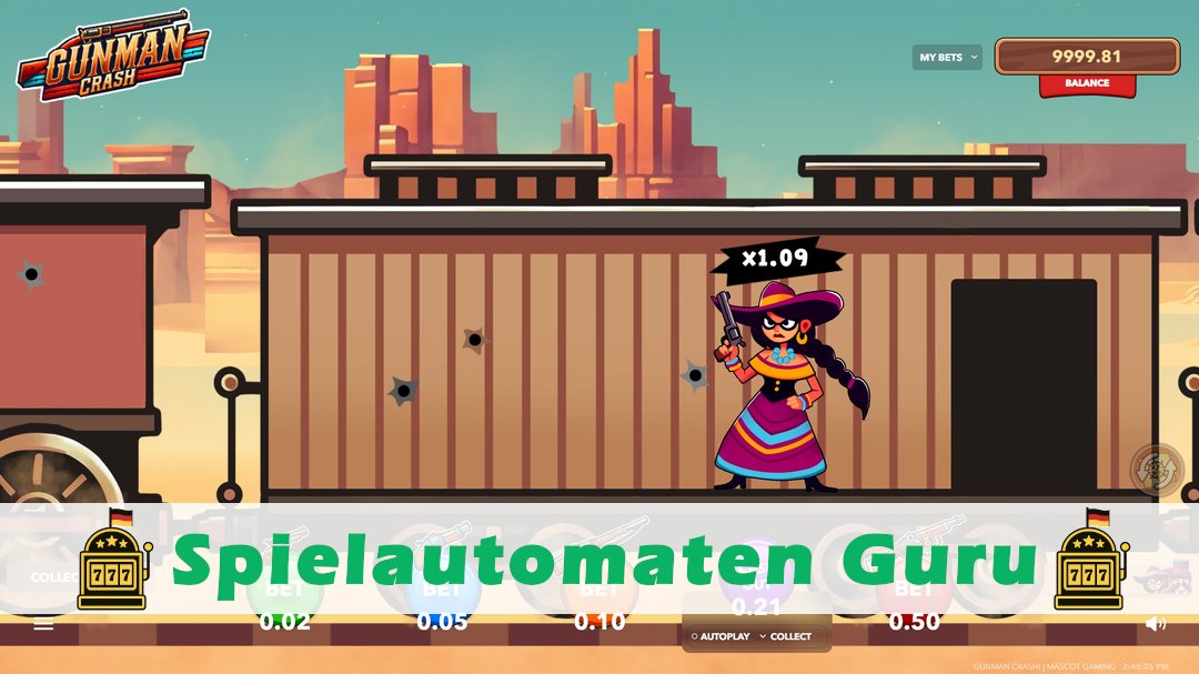 Screenshot der Demo-Version des Spiels Gunman Crash Demo des Spielautomaten Gunman Crash