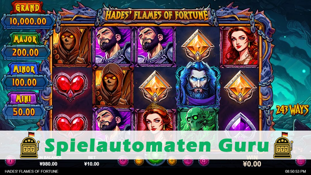 Screenshot der Demo-Version des Spiels Hades Flames of Fortune Demo des Spielautomaten Hades Flames of Fortune