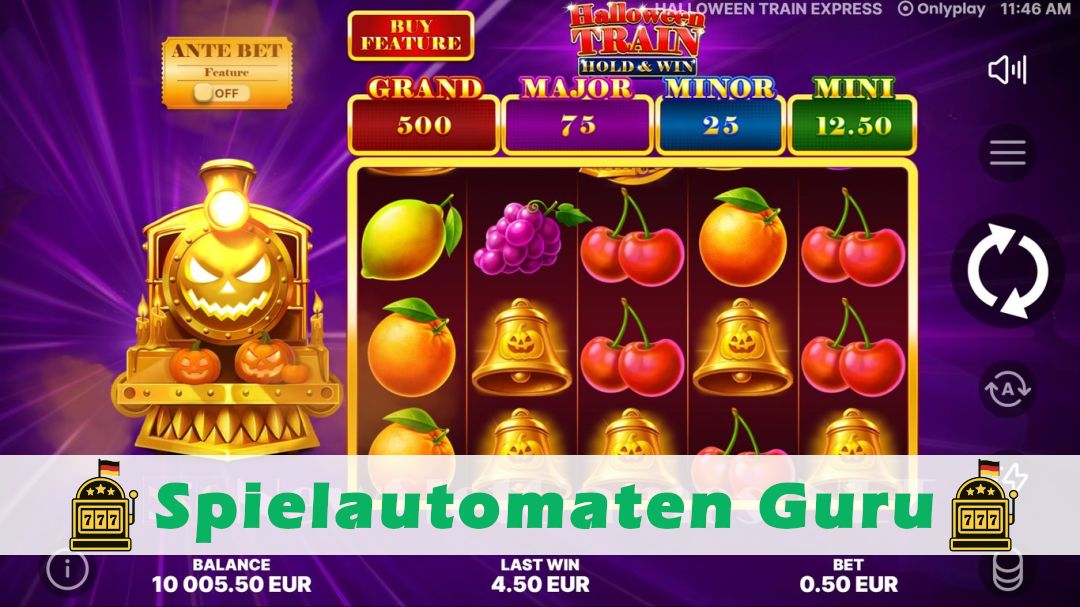 Screenshot der Demo-Version des Spiels Halloween Train Hold & Win Demo des Spielautomaten Halloween Train Hold & Win