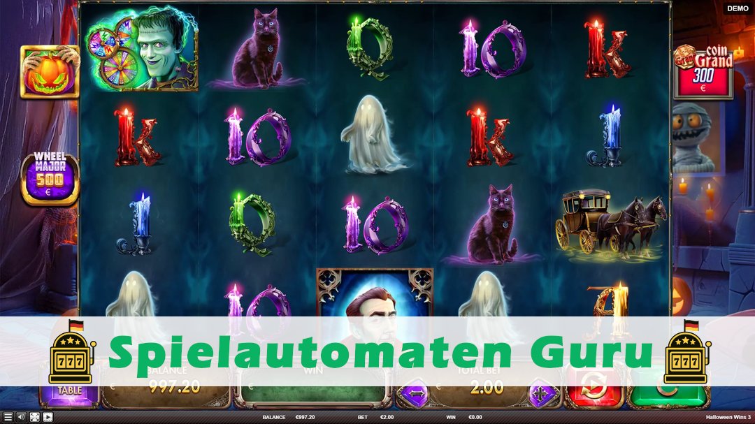 Screenshot der Demo-Version des Spiels Halloween Wins 3 Demo des Spielautomaten Halloween Wins 3