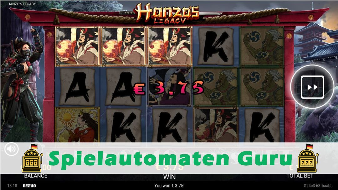 Screenshot der Demo-Version des Spiels Hanzos Legacy Demo des Spielautomaten Hanzos Legacy