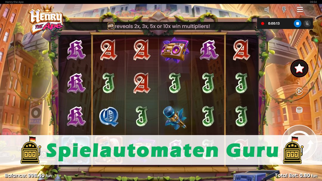Screenshot der Demo-Version des Spiels Henry The Ape Demo des Spielautomaten Henry The Ape
