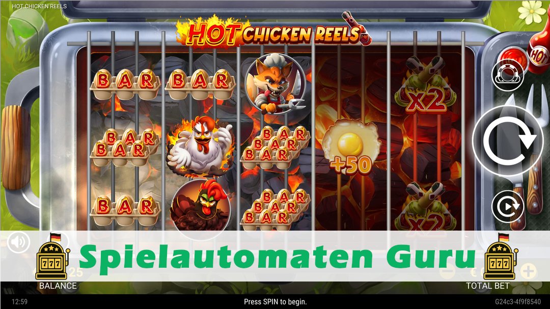 Screenshot der Demo-Version des Spiels Hot Chicken Reels Demo des Spielautomaten Hot Chicken Reels