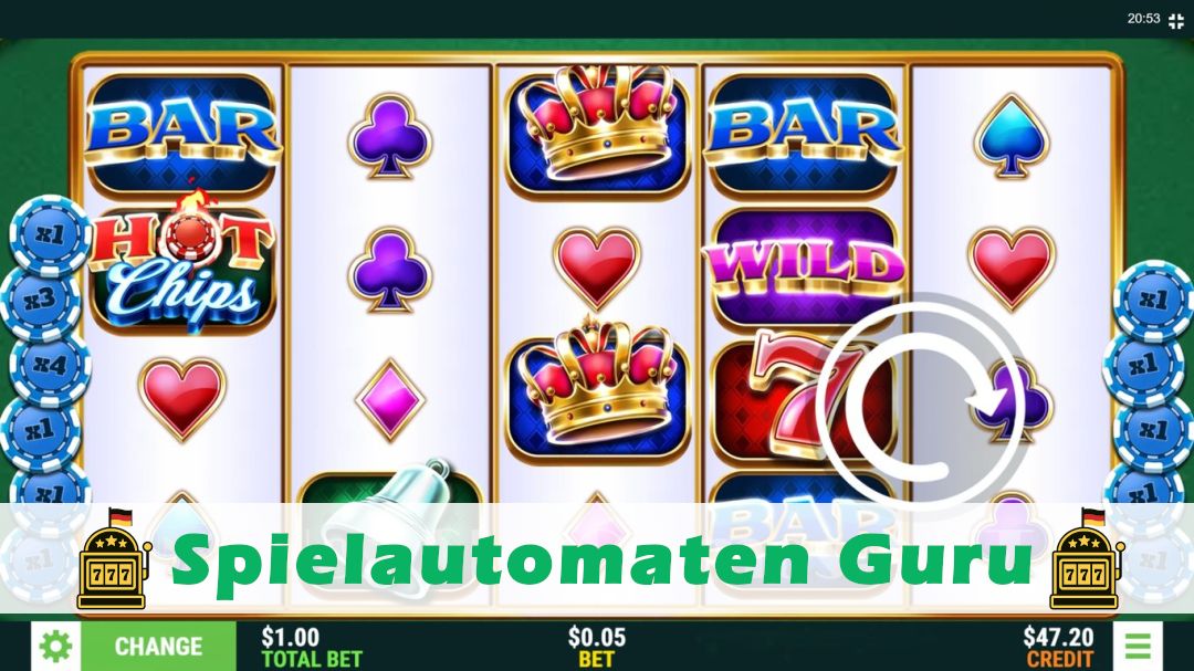Screenshot der Demo-Version des Spiels Hot Chips Demo des Spielautomaten Hot Chips