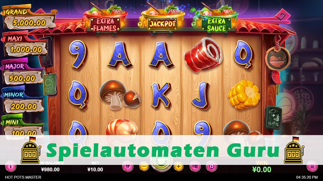 Screenshot der Demo-Version des Spiels Hot Pots Master Demo des Spielautomaten Hot Pots Master
