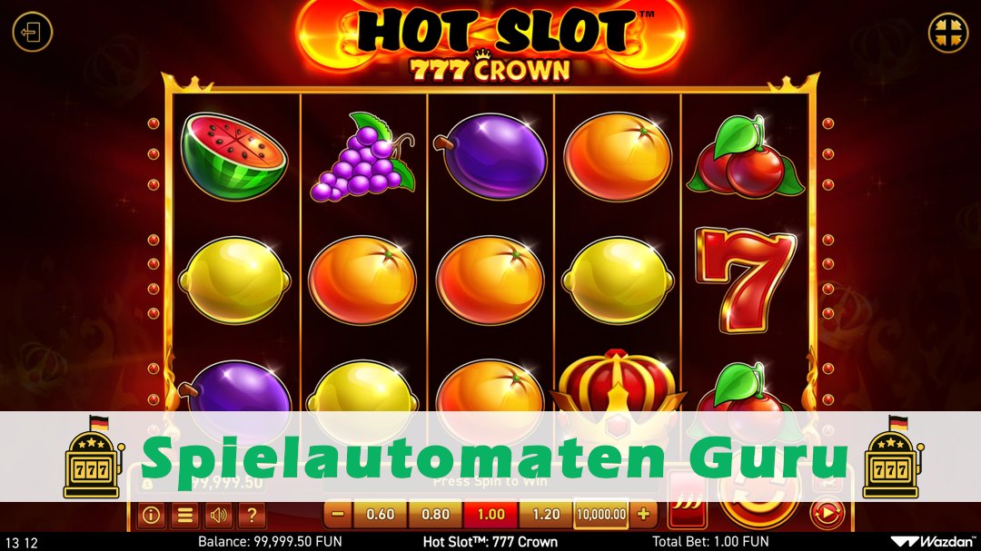 Screenshot der Demo-Version des Spiels Hot Slot 777 Diamond Crown Demo des Spielautomaten Hot Slot 777 Diamond Crown