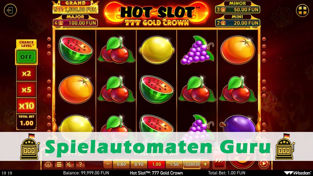 Screenshot der Demo-Version des Spiels Hot Slot 777 Gold Crown Demo des Spielautomaten Hot Slot 777 Gold Crown