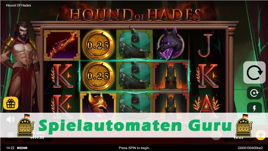Screenshot der Demo-Version des Spiels Hound of Hades Demo des Spielautomaten Hound of Hades