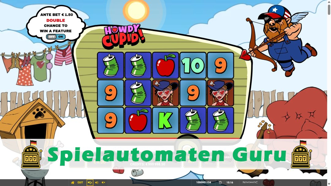 Screenshot der Demo-Version des Spiels Howdy Cupid! Demo des Spielautomaten Howdy Cupid!