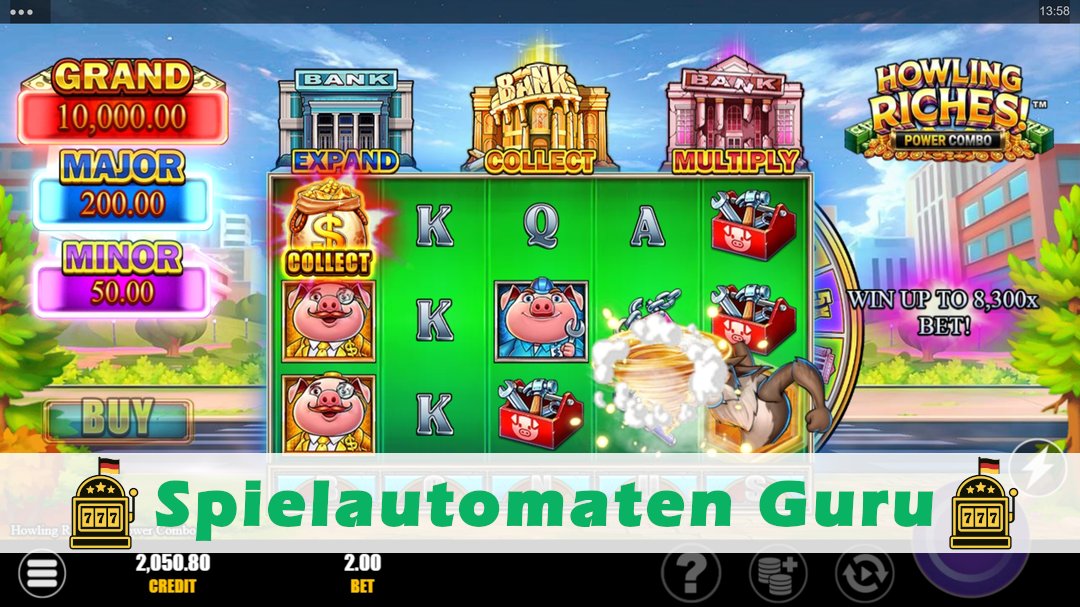 Screenshot der Demo-Version des Spiels Howling Riches Power Combo Demo des Spielautomaten Howling Riches Power Combo