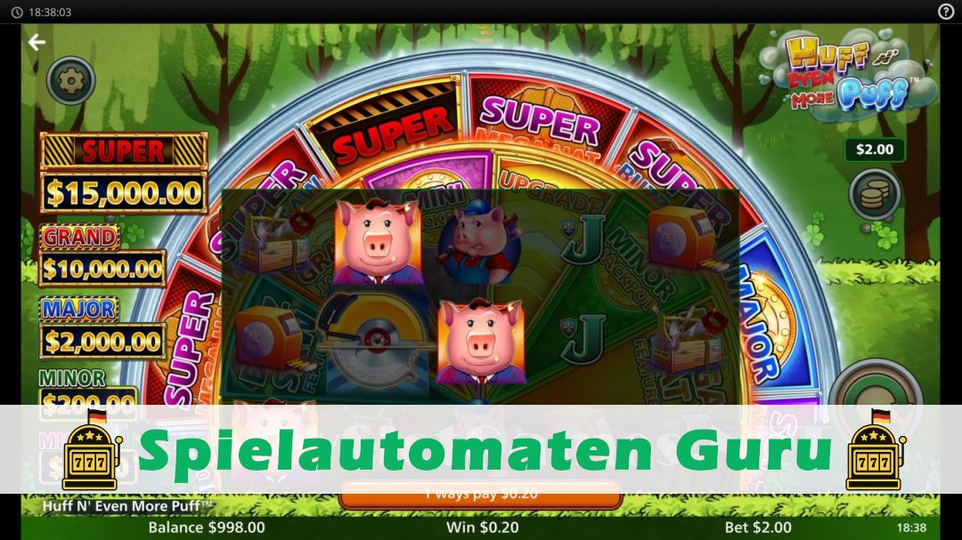 Screenshot der Demo-Version des Spiels Huff N Even More Puff Demo des Spielautomaten Huff N Even More Puff
