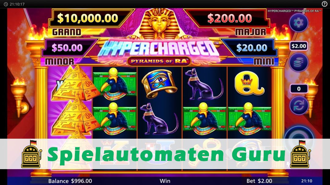 Screenshot der Demo-Version des Spiels Hypercharged Pyramids of Ra Demo des Spielautomaten Hypercharged Pyramids of Ra