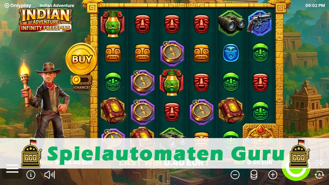 Screenshot der Demo-Version des Spiels Indian Adventure Infinity Freespins Demo des Spielautomaten Indian Adventure Infinity Freespins