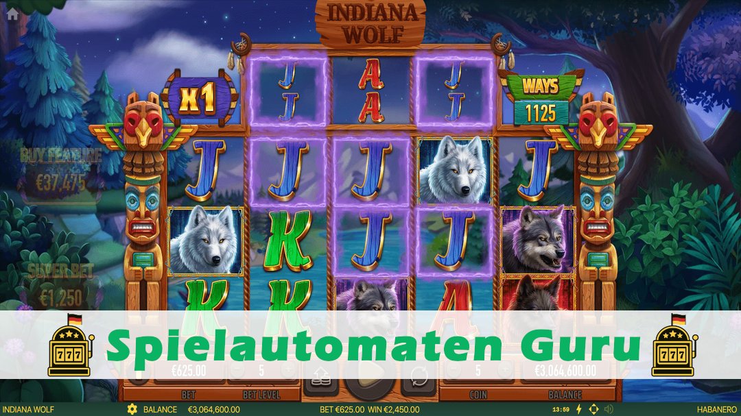 Screenshot der Demo-Version des Spiels Indiana Wolf Demo des Spielautomaten Indiana Wolf