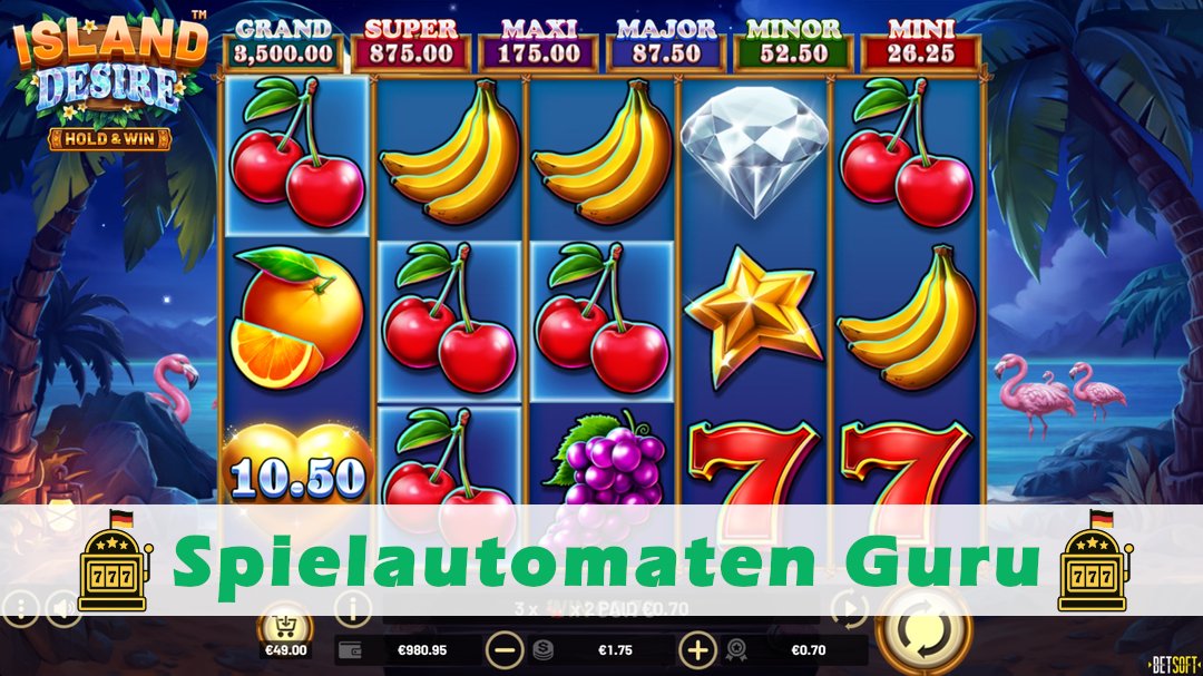 Screenshot der Demo-Version des Spiels Island Desire Hold & Win Demo des Spielautomaten Island Desire Hold & Win