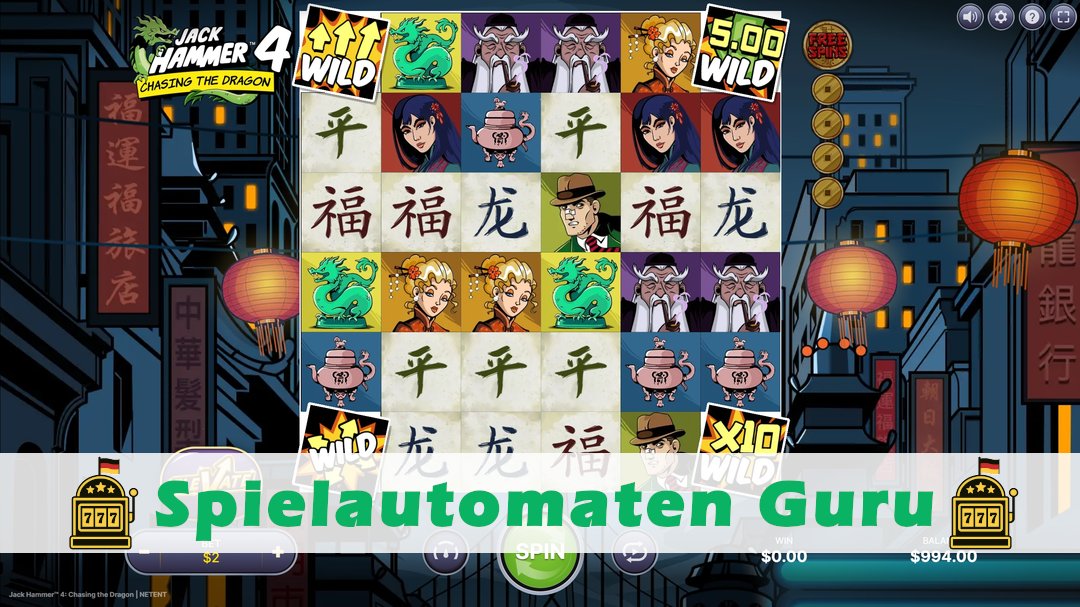 Screenshot der Demo-Version des Spiels Jack Hammer 4 Chasing The Dragon Demo des Spielautomaten Jack Hammer 4 Chasing The Dragon