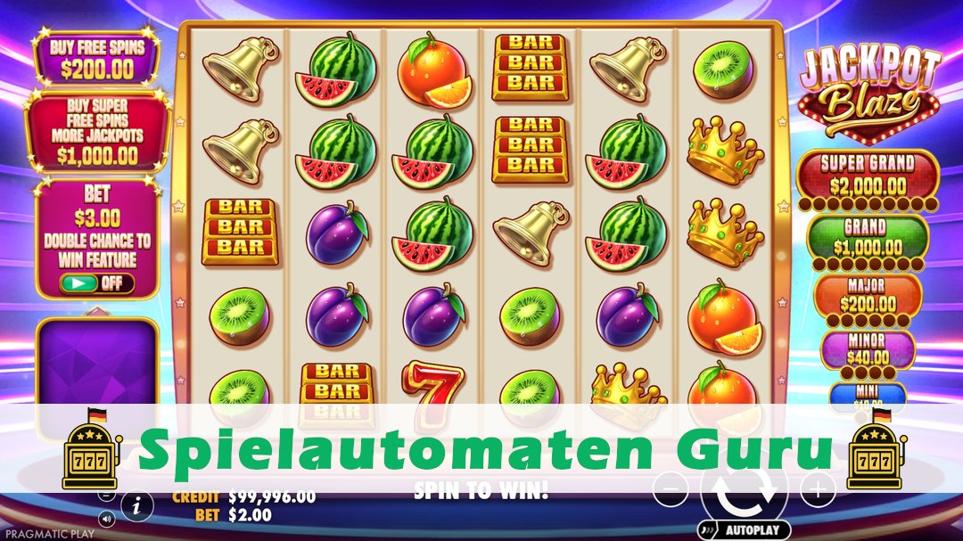 Screenshot der Demo-Version des Spiels Jackpot Blaze Demo des Spielautomaten Jackpot Blaze