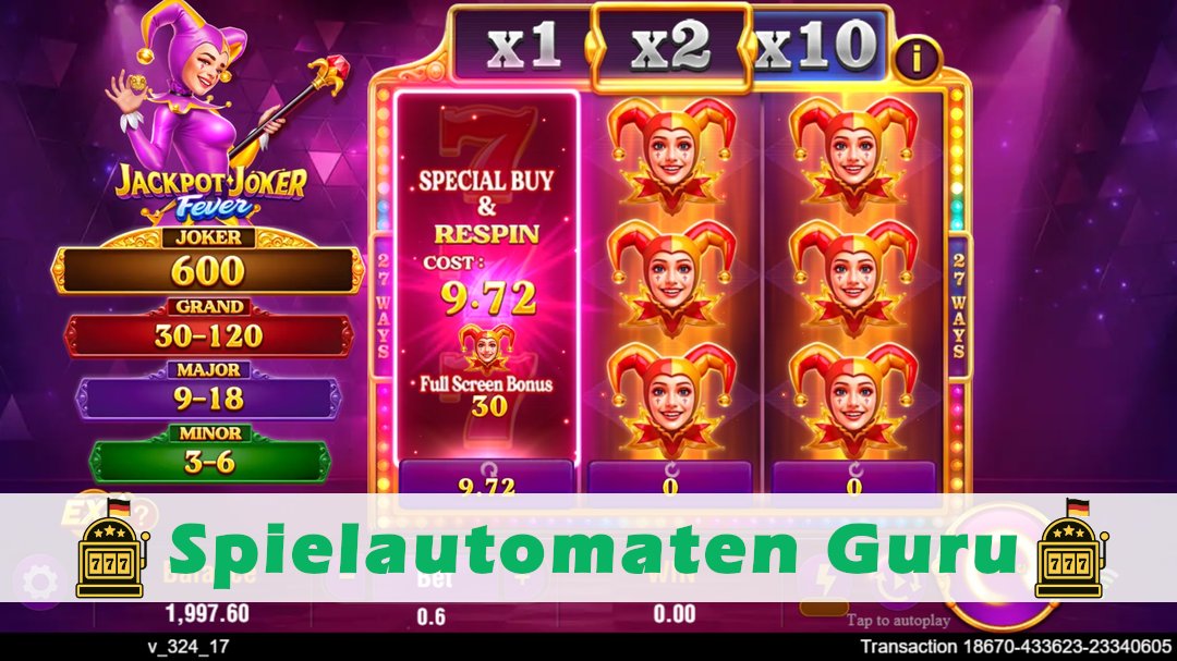 Screenshot der Demo-Version des Spiels Jackpot Joker Fever Demo des Spielautomaten Jackpot Joker Fever
