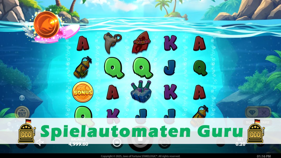 Screenshot der Demo-Version des Spiels Jaws of Fortune Demo des Spielautomaten Jaws of Fortune