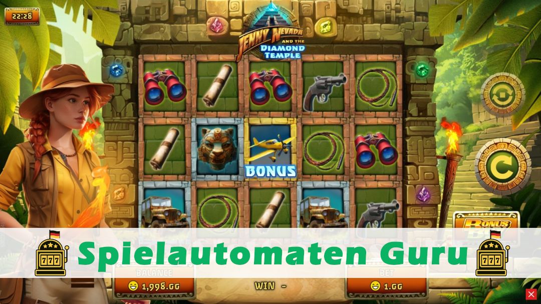 Screenshot der Demo-Version des Spiels Jenny Nevada and the Diamond Temple Demo des Spielautomaten Jenny Nevada and the Diamond Temple