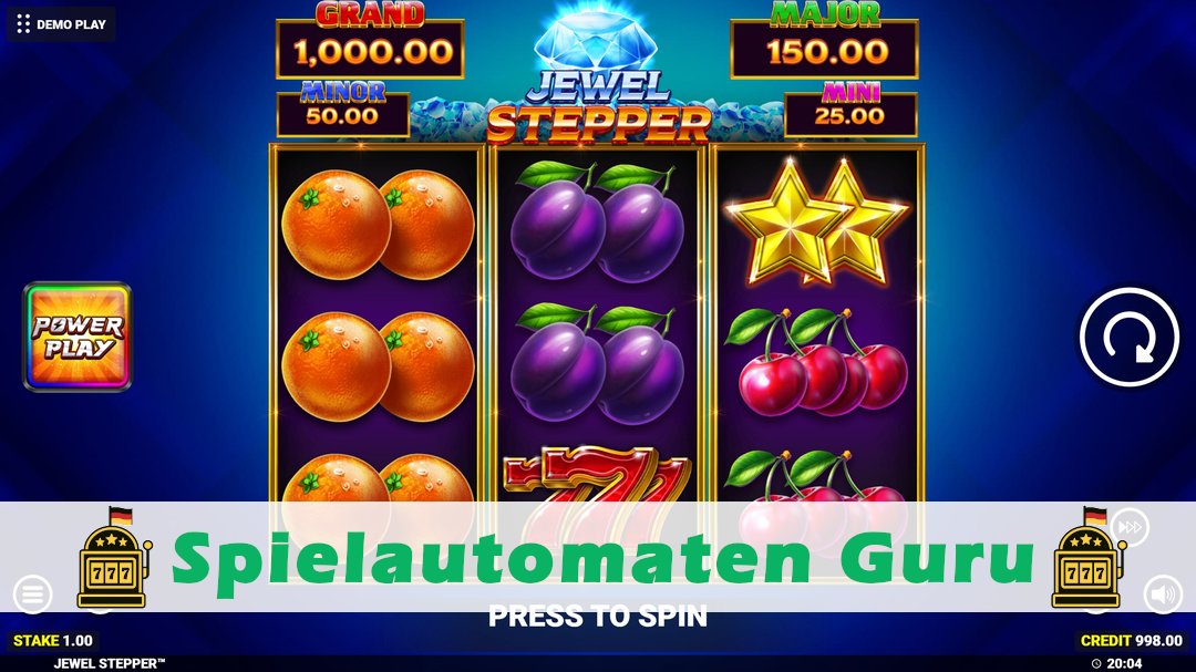 Screenshot der Demo-Version des Spiels Jewel Stepper Demo des Spielautomaten Jewel Stepper