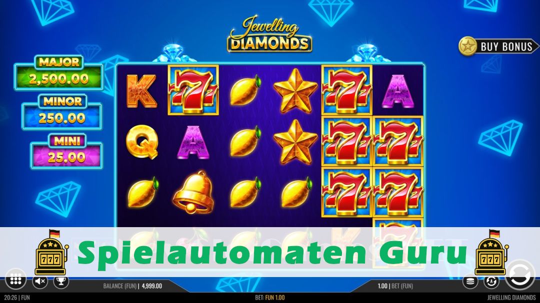 Screenshot der Demo-Version des Spiels Jewelling Diamonds Demo des Spielautomaten Jewelling Diamonds