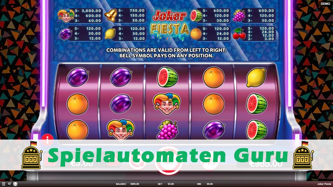 Screenshot der Demo-Version des Spiels Joker Fiesta Demo des Spielautomaten Joker Fiesta