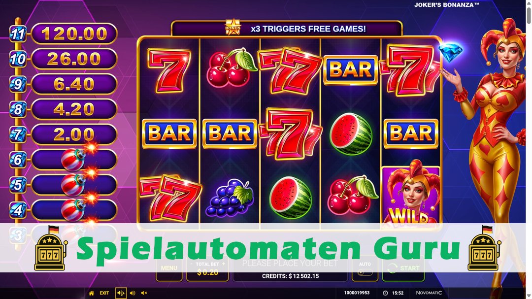Screenshot der Demo-Version des Spiels Jokers Bonanza Demo des Spielautomaten Jokers Bonanza