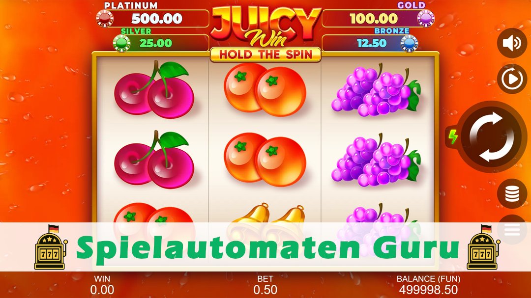 Screenshot der Demo-Version des Spiels Juicy Win Hold The Spin Demo des Spielautomaten Juicy Win Hold The Spin