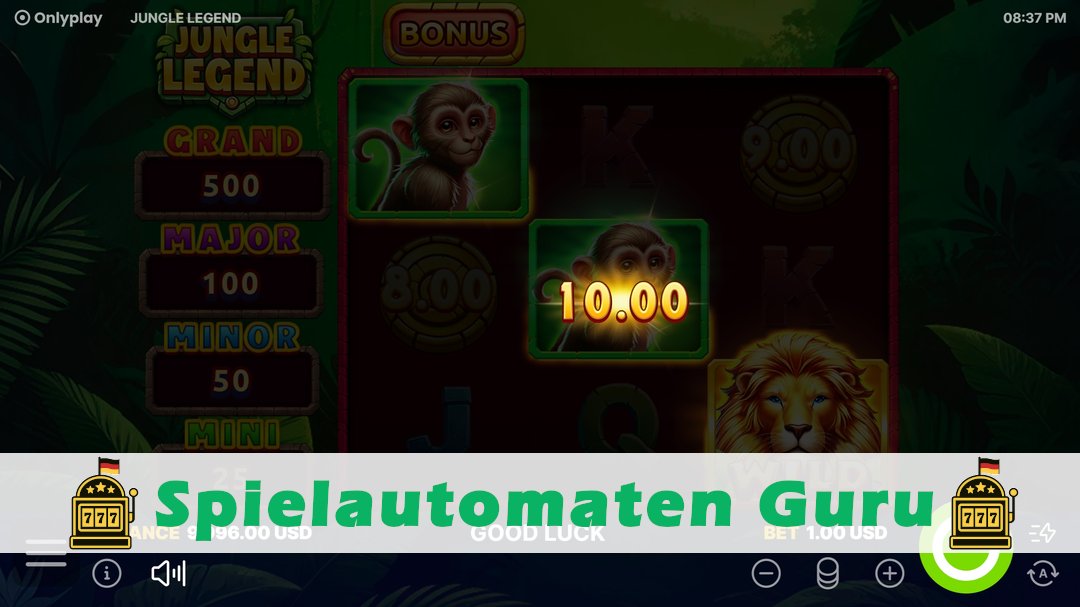 Screenshot der Demo-Version des Spiels Jungle Legend Demo des Spielautomaten Jungle Legend
