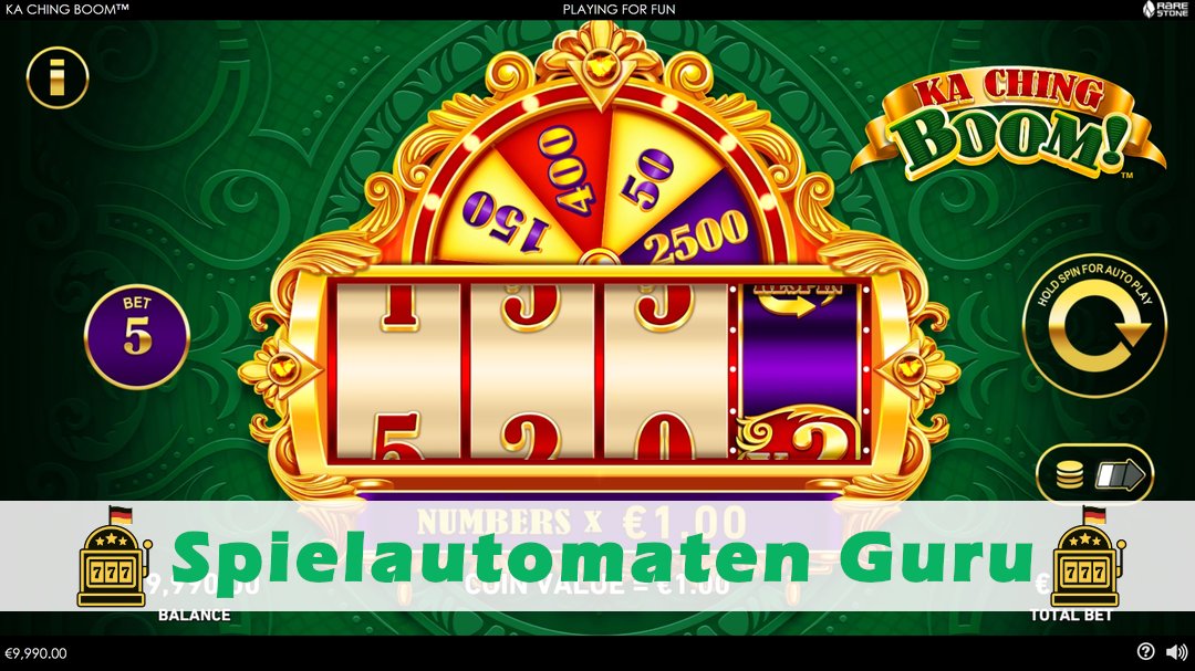 Screenshot der Demo-Version des Spiels Ka Ching Boom Demo des Spielautomaten Ka Ching Boom