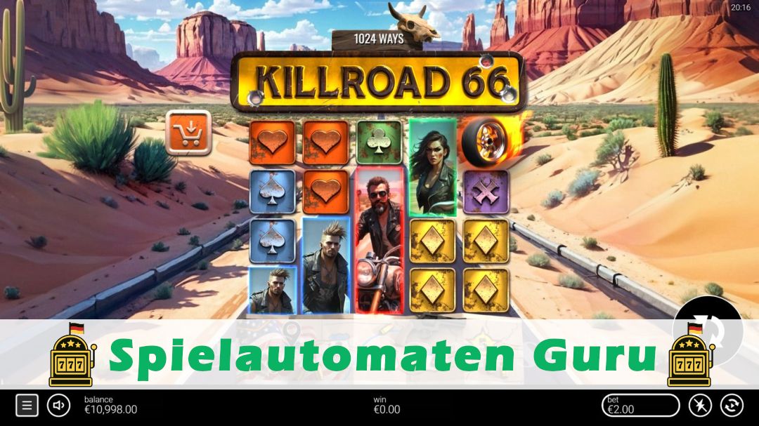 Screenshot der Demo-Version des Spiels Killroad 66 Demo des Spielautomaten Killroad 66