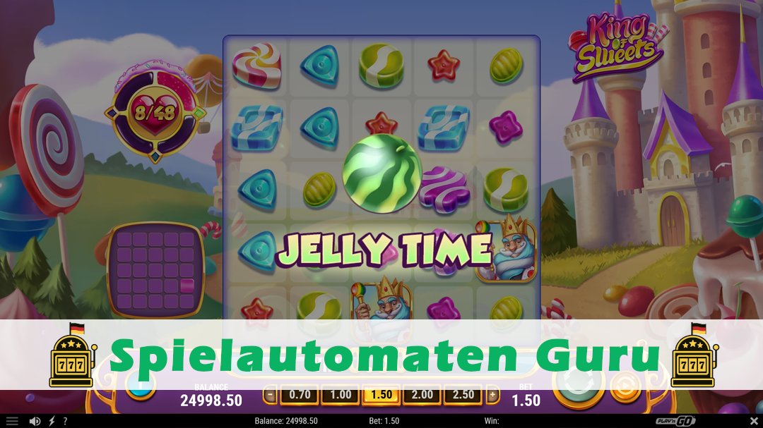 Screenshot der Demo-Version des Spiels King of Sweets Demo des Spielautomaten King of Sweets