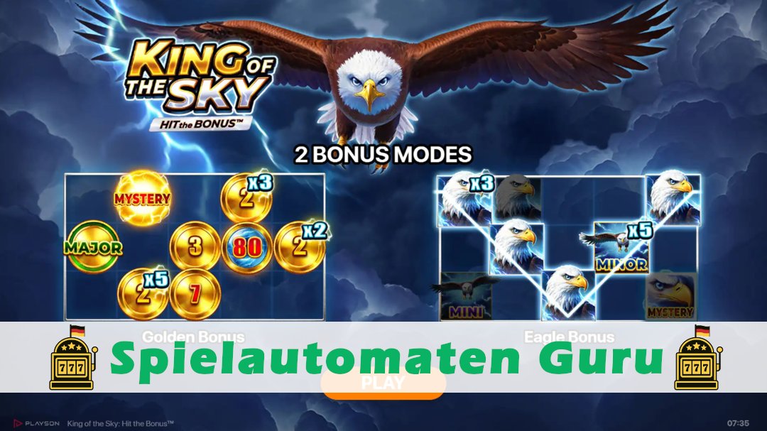 Screenshot der Demo-Version des Spiels King of the Sky Hit the Bonus Demo des Spielautomaten King of the Sky Hit the Bonus